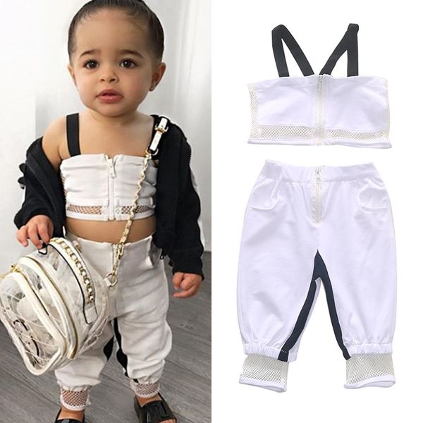 

2020 baby clothing sets fashion summer newborn girls suits toddler baby clothes cool 2pcs clothing set infant outfit clothes, White