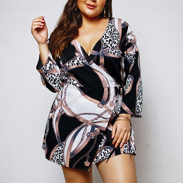

women chain print pleated mini dress v neck short dress button design ladies elegant casual dresses chic vestidos robe femme, Black;gray