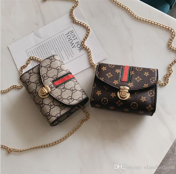 

2019 sale girls fashion printed princess shoulder bag childrens pretty purse kids metal chain elegant handbag, Black