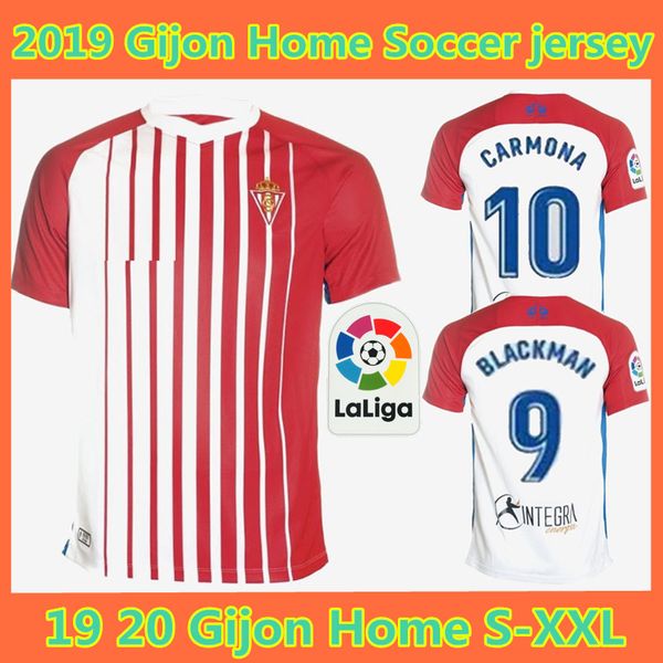 

19 20 gijon home red occer jer ey 2019 2020 porting gijon cu tomized tar 7 anto 10 carmona 14 garcia football hirt