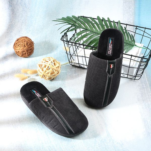 

2019 new jialifu mens cotton slippers non slip thick bottom indoor home slippers winter basin bottom cotton, Black