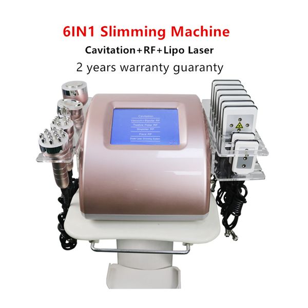 6in1 Cavitação ultra-sônica emagrecimento de emagrecimento RF Pele apertando a pele levantando o corpo de perda de peso moldando máquina laser lipo
