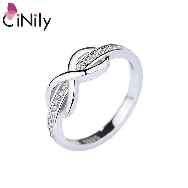 

cinily s925 sterling silver jewelry zircon ring woman 8 character ring accessory, Golden;silver