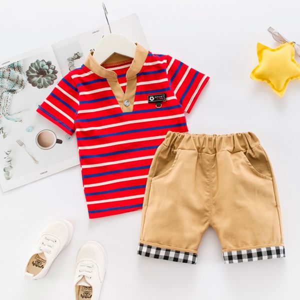 

kid baby boy джентльмен в полоску футболка + клетчатые шорты экипировка одежда, White