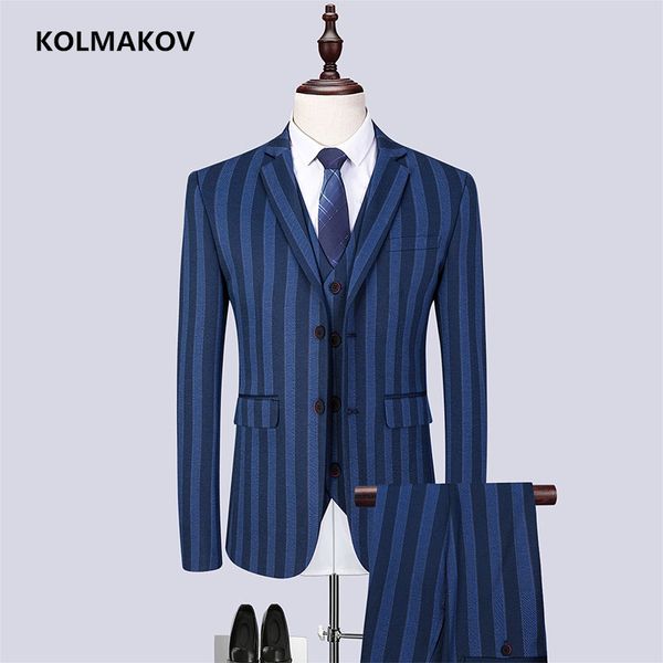 

jacket+vest+pants)spring 2019 new style stripe men's suits fashion men's slim fit business wedding suit size m-6xl, White;black