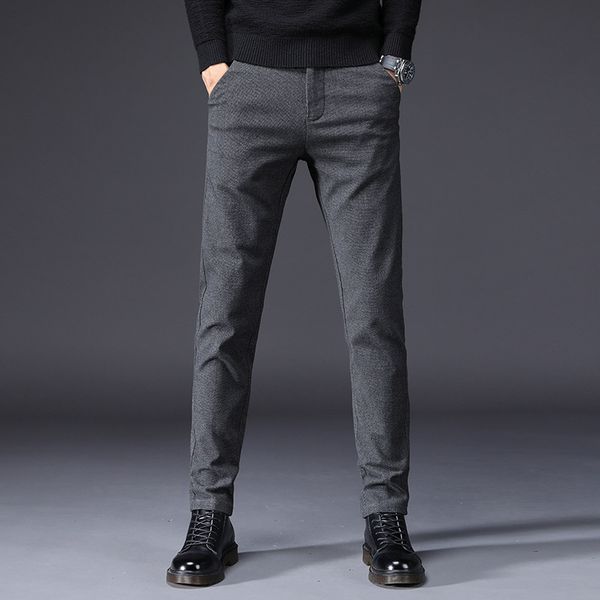 

2020 spring summer autumn winter new slim fit tapered pants men enzyme washed classical chinos basic plus size trousers, Black