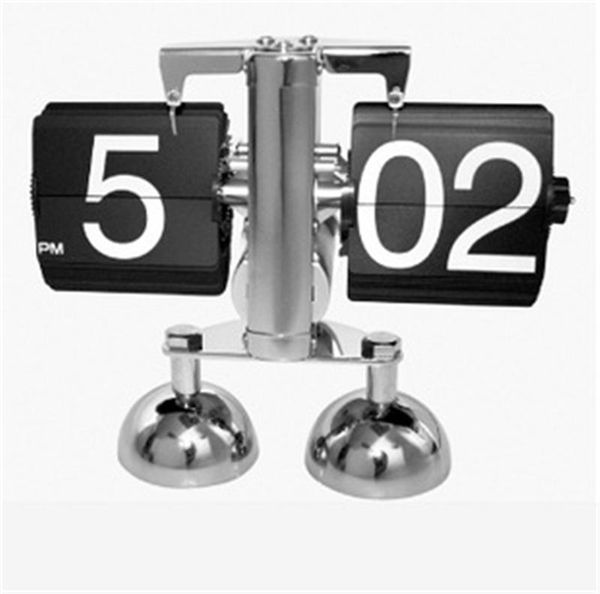 

black retro flip clock internal gear operation flip modern digital double bracket clock