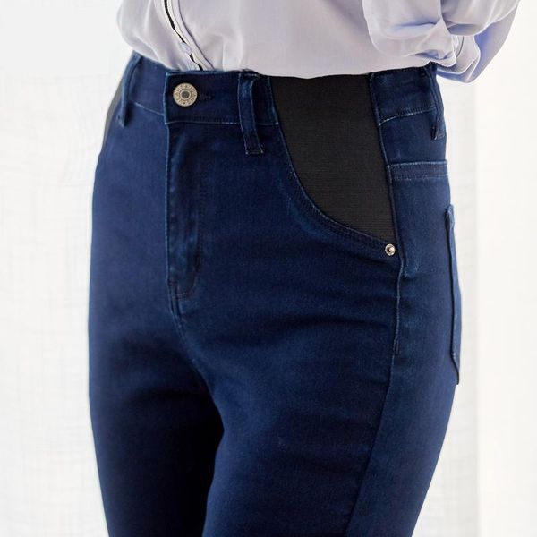 

jeans for women elastic waiste plus size fashion black blue full length denim pencil pants 6xl