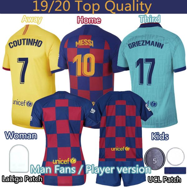 

barcelona soccer jersey messi suarez coutinho football jersey 19 20 soccer jersey s-xxxl, Black