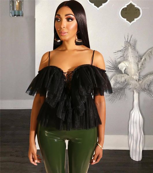 

tshirts women sling sweet strapless summer solid color sleeveless tshirts fashion women mesh designer, White