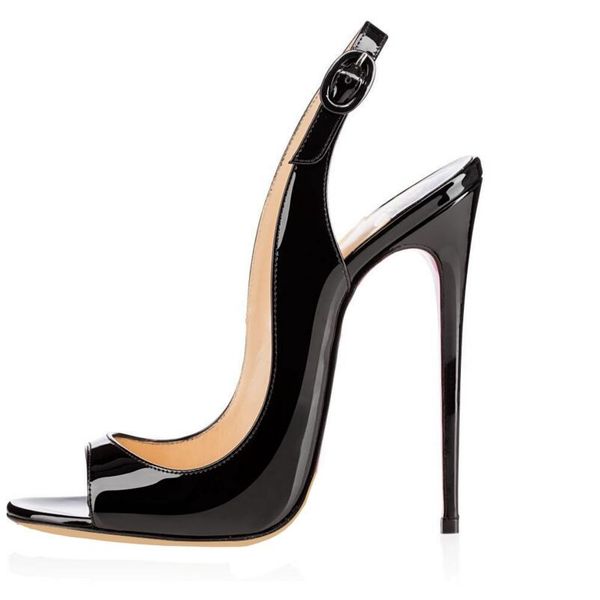 

2019 new occident fashion banquet shoes women buckle sandals high heeled open toes vogue summer heels ankle strap 12cm, Black