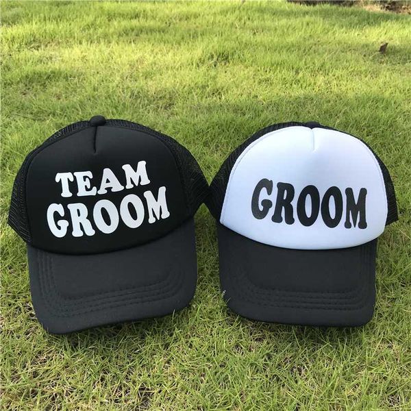 

letter groom to be team groom snapback hats for women single man hats men wedding preparewear mesh trucker caps party summer, Blue;gray