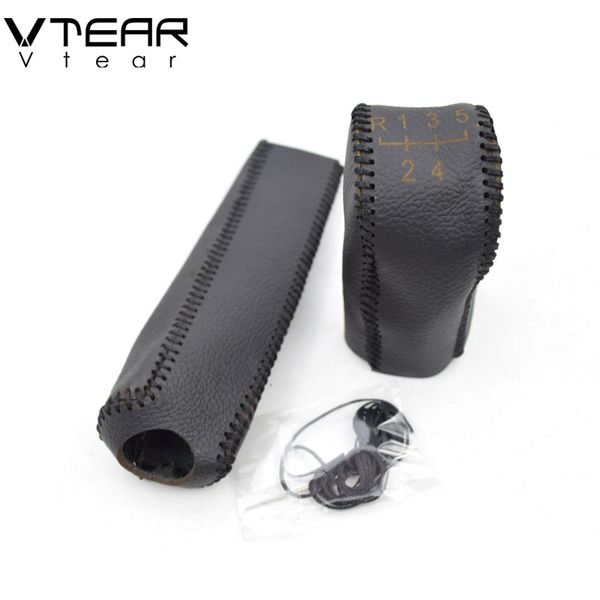 

vtear for octavia a5 a7 gear shift collars handbrake grips gear lever cover interior leather car-styling accessories parts