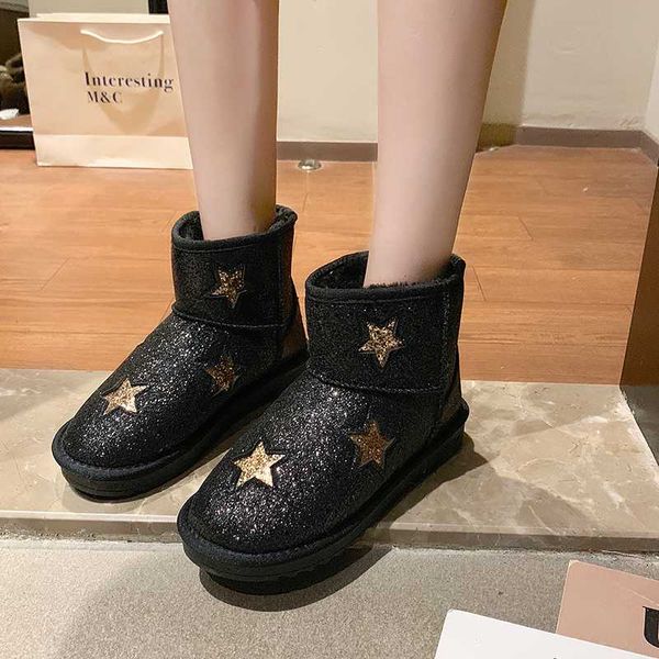 

winter new women snow boots plus plush keep warm bling winter boots comfortable non-slip australia emu, Black