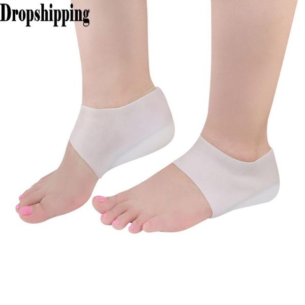 

soft silicone heel cups for cracked heel treatment- moisturizing socks protector anti-slip insole breathable shoes pad #zb, Black