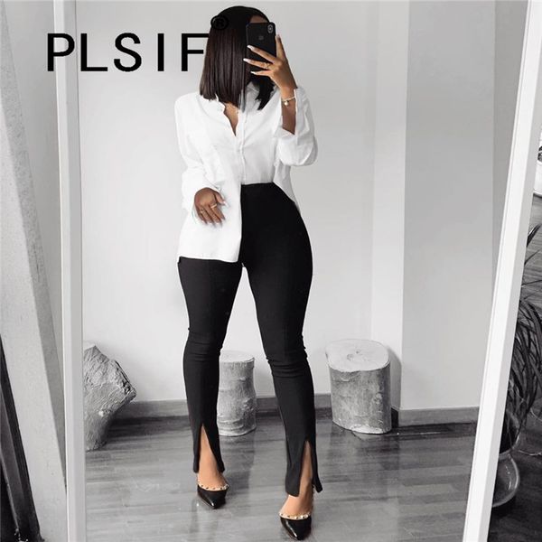 

2020 special design tight high pockets hip pants pure color jogging pants casual lady fashion, Black;white