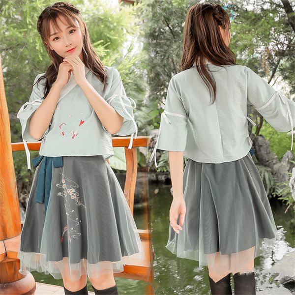 

династия хань женщина танцевальные костюмы традиционные китайские одежды лета ancient сетки юбки и top женщины вышивка платье hanfu, Black;red