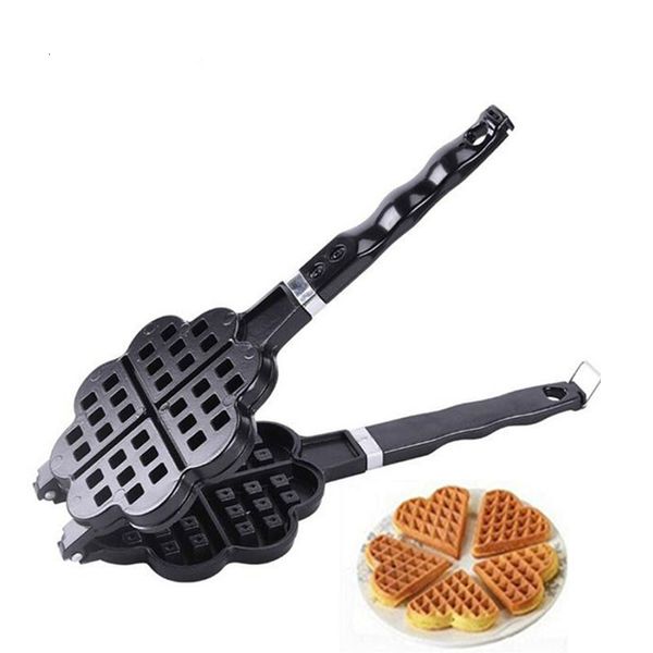 DIY Waffle Machine Mold Coração Forma Coração Não-Stick Metal Waffle Maker Waffle Mold Cozinha Bolo De Cozimento Prato