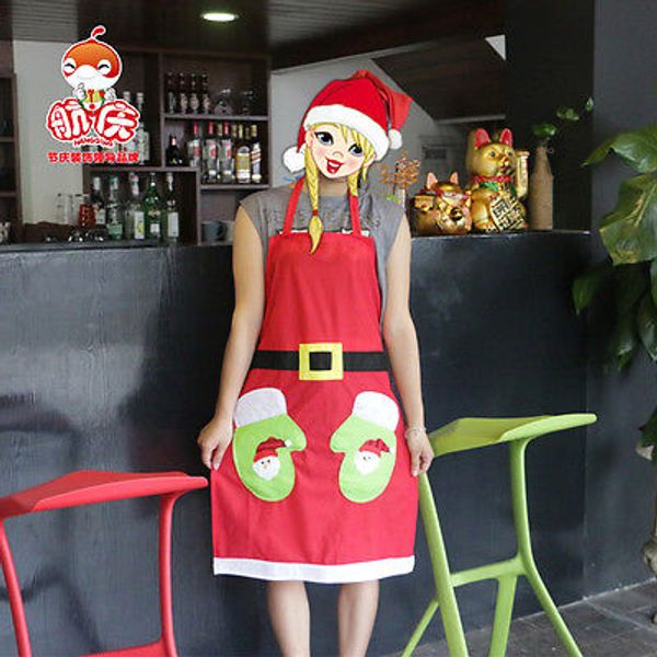 

Women Men Cute Cartoon Apron Kitchen Restaurant Cooking Bib Xmas Aprons Christmas