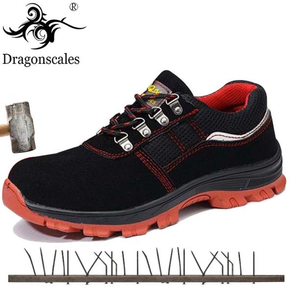

men boots work safety shoes steel toe cap protective footwear for mens anti-smashing anti-piercing breathable construction boots, Black