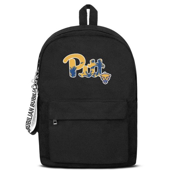 

classic pitt panthers football coconut tree logo canvas bookbag basic backpack adjustable school student traveling daypack wordmark core