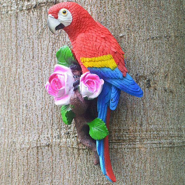 

european pastoral 3d stereo resin parrot wall hanging birds ornaments creative home background wall decoration mural crafts