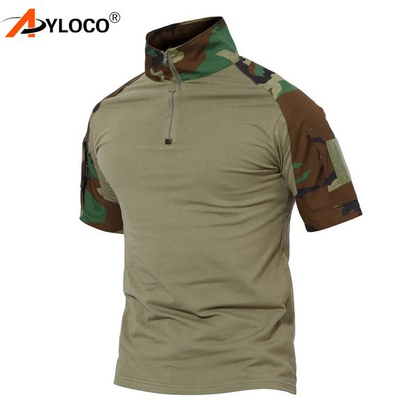 

tactical short sleeve combat hiking t-shirt men multicam camouflage us clothing camo t shirt paintball t-shirt, Gray;blue