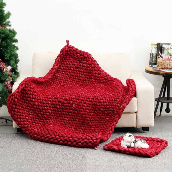 

thick line throw fleece blanket washable handmade woven soft comfortable chunky knit sofa blanket home decor gift