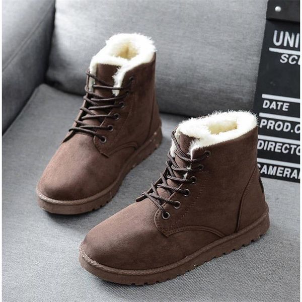 

2020 new women boots winter snow boots female duantong warm lace flat with women shoes tide bootszh100262, Black