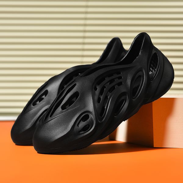 

новые летние мужские сандалии ежедневно открытый пляж сжатый пара сад черный белый hollow нейтральная вьетнамки обувь y200702, Black