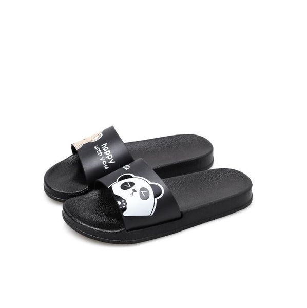 

2019 new women simple female slippers casual flip flop slippers female home slip cartoon creative, Black