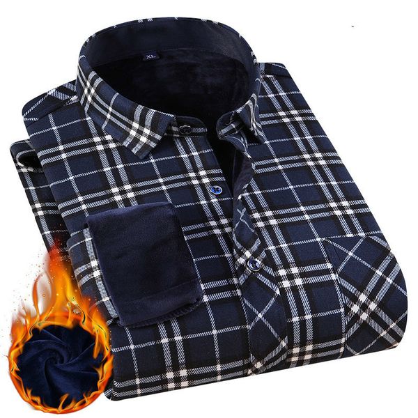 

марка мода зима теплая рубашка для мужчин плюс velvet утолщения мужской фланели плед рубашка с длинным рукавом камиз masculina slim fit, White;black