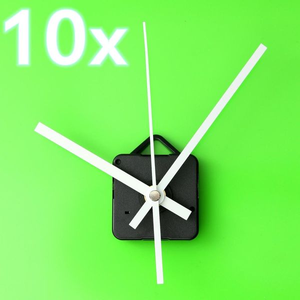 

10 pcs quartz clock movement mechanism long spindle white hands repair diy kit silent 55 x 55 x 16 mm