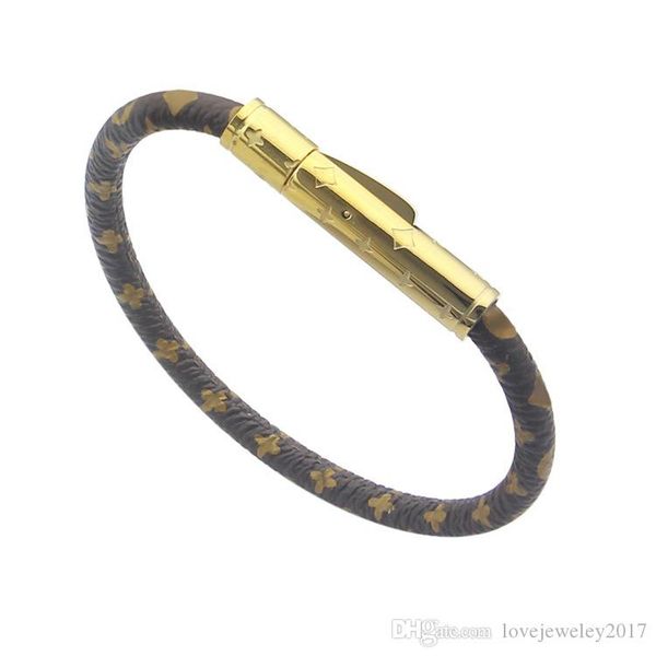 

luxury designer jewelry women bracelet leather bracelets with gold buckle logo luxury flower pattern bracelet fashion jewelry, Golden;silver