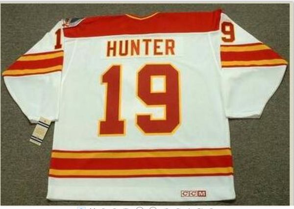 

custom men youth women vintage #19 tim hunter calgary flames 1989 ccm hockey jersey size s-5xl or custom any name or number, Black