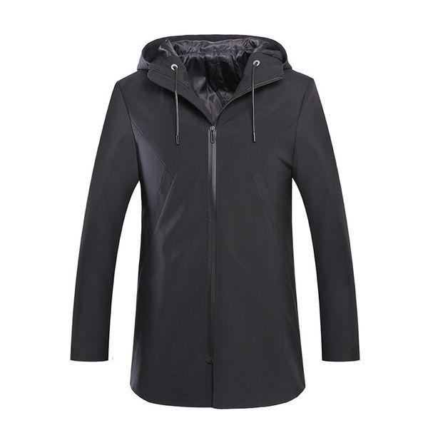 

2019 winter jacket men hooded korean parka hombre long jacket coat large mens windbreaker parkas cotton youth clothing, Tan;black
