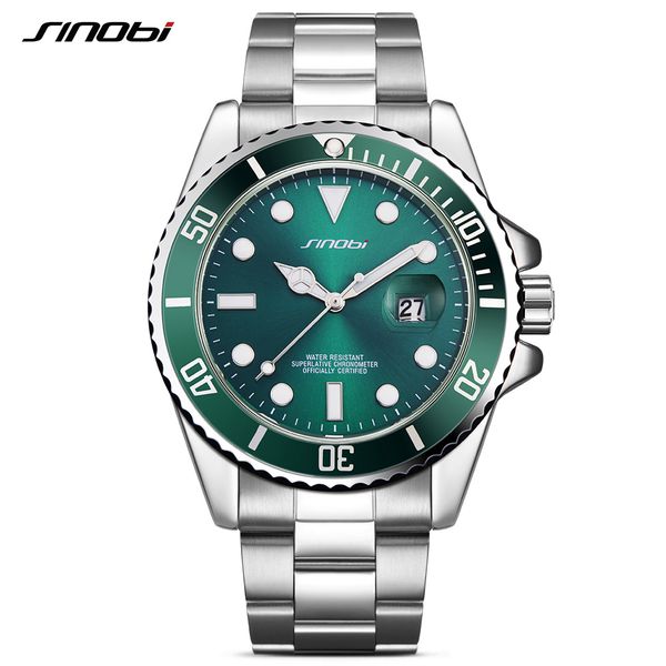 

luxury sinobi classic men watches mens business waterproof quartz wrist watch male rotatable stainless steel clock reloj hombre, Slivery;brown
