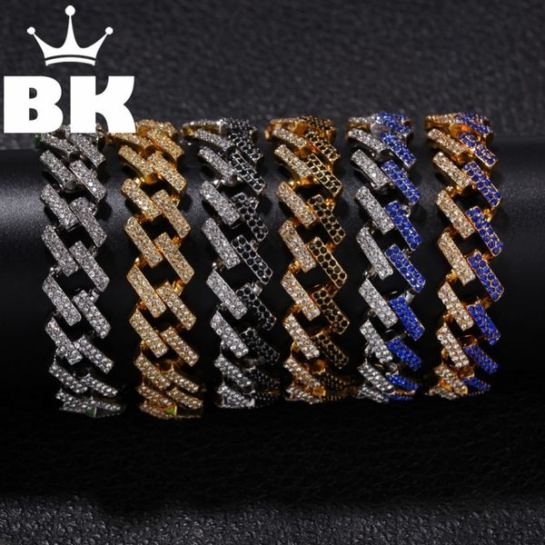

the bling king двойной цвет браслет обледенелый красный черный синий горный хрусталь золото серебро цвет сплава мужские женщины хип хоп ювел, Golden;silver