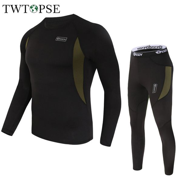 

twe men winter cycling base layers spors underwear suit warm fleece mtb bike bicycle clothes sports skiing skateboarding set, Black;red