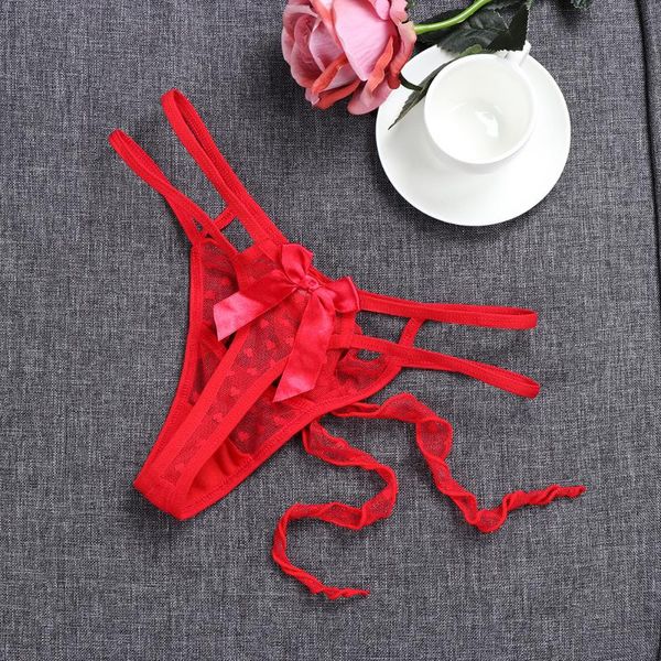 

1pc erotic panties lingerie women elastic bandage g-string lace transparent thongs ladies low waist briefs underwear, Black;pink
