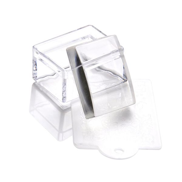 

diy home silicone clear professional manicure tool print template nail stamper salon rectangle portable scraper art, White