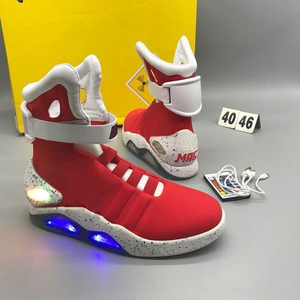 

Air Mag Назад в будущее Светящиеся темно-серые кроссовки Marty McFly LED Shoes Черные кроссовки Marty McFlys с коробкой Лучшее качество