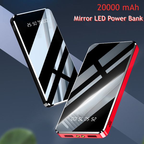 

20000 mah mirror led digital display power bank portable external battery charger 10000mah powerbank for iphone 7 samsung xiaomi