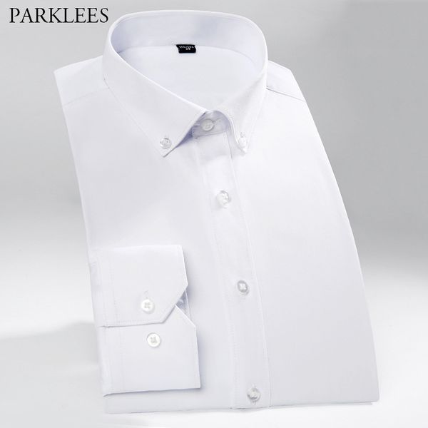

mens white button down dress shirts 2019 brand new long sleeve cotton shirt men business casual social shirt male camisa hombre, White;black