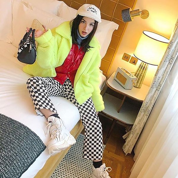 

pants leggings 2pcs joggers set hoodie outfits sportswear sports suit2019 solid long sleeve lapel women's fluffy overcoat, Black