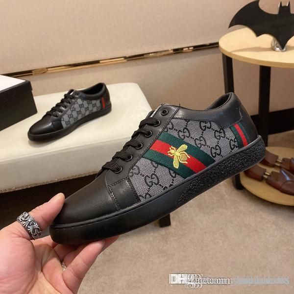 

designerfashion luxury casual shoes men's leather canvas black white red comfortable flat heighten sneakers size 38-45