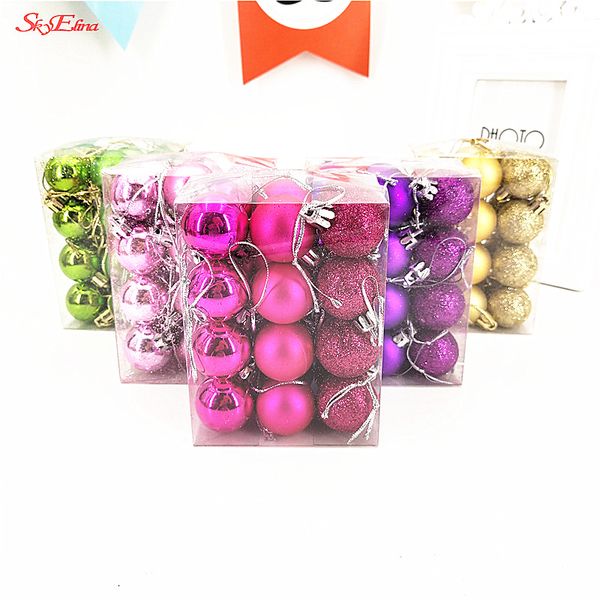 

24pcs 30mm christmas ball christmas tree ornaments bauble xmas party hanging ball ornament decor for home decorations gift 5z