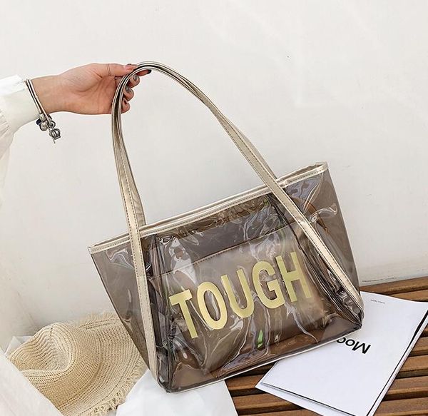 

women's bags transparent jelly bag tote bags women designer summer letter big bag shoulder handbag sac main femme large capacity handba