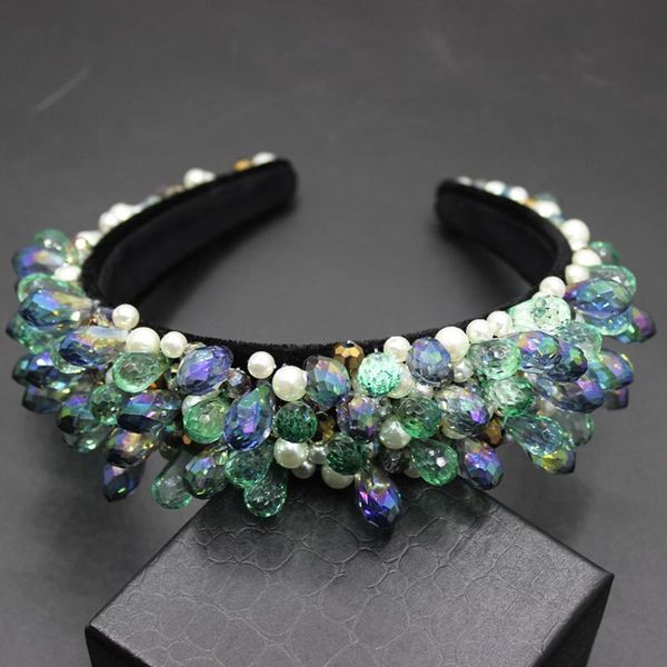 

new baroque green vintage hairband women tiaras bridal crowns hair jewelry bridal accessories wedding jewelry 200, Golden;white