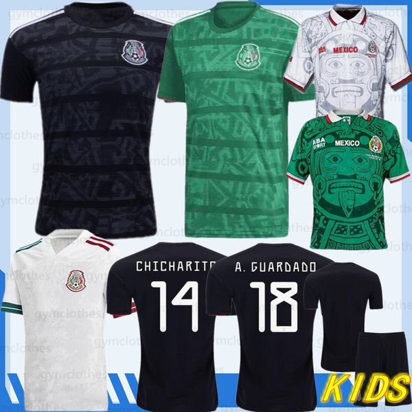 

19/20 тайский Мексика Золотой Кубок 2019 2020 Camisetas с Х. Лосано Дос Сантос chicharito Мексика 1998 ретро футбол Джерси человек дети комплект футбол рубашка